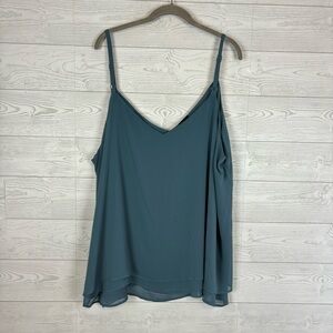TORRID FLOWY TANK TOP SLEEVELESS STRAP GREEN SIZE 4 4X